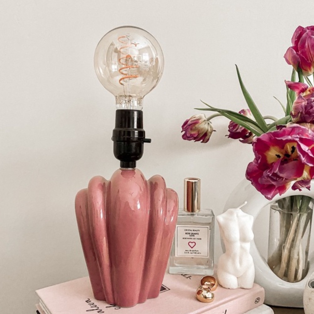 VINTAGE PINK SEASHELL LAMP BASE